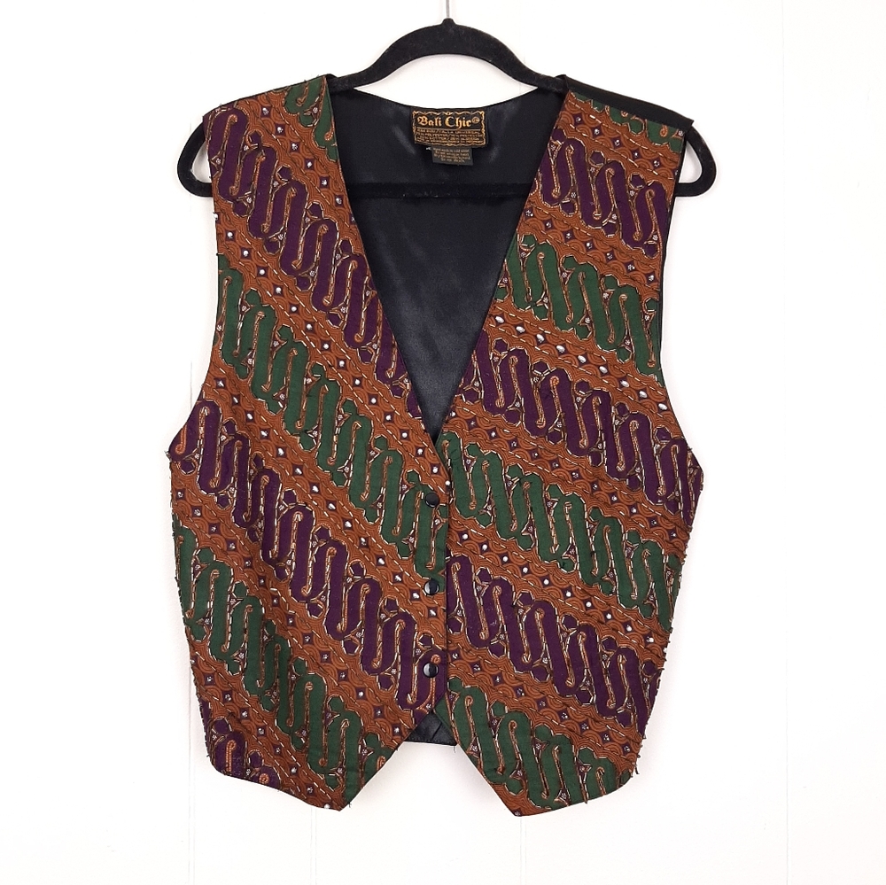 Bali Chic vintage beaded vest layering striped boho festival multicolor